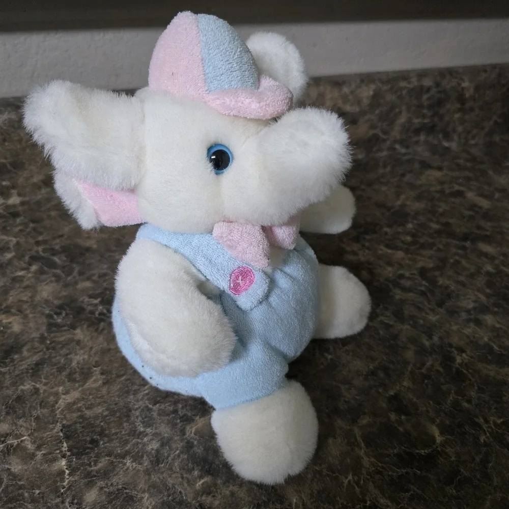 Plush Tb Brands Elephant Pastel Overalls Bow Tie Terry‎ Cloth Hard Eyes Lovey 9